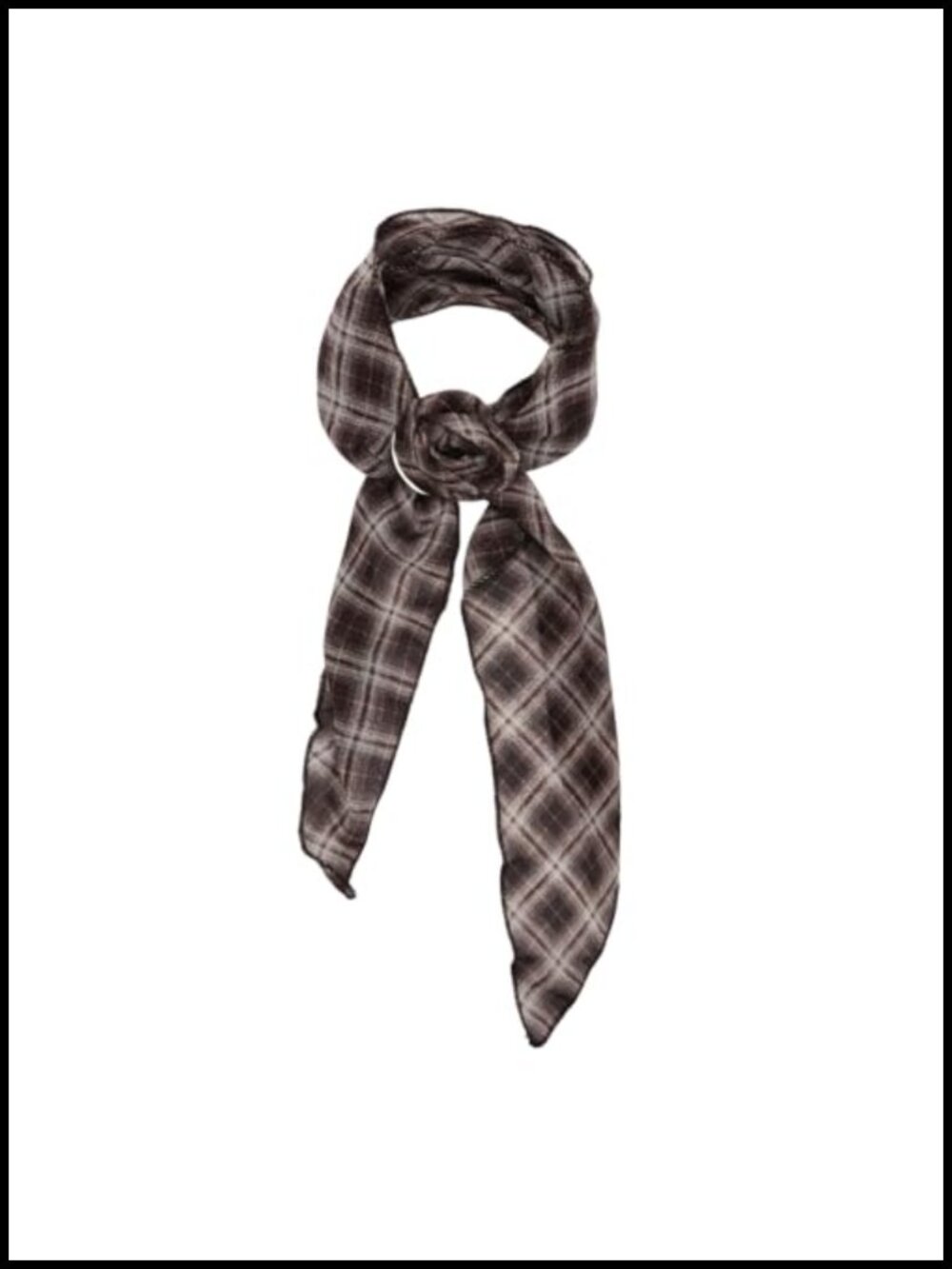 Womens Plaid Scarf Detachable Flower Long Skinny Neck Scarf